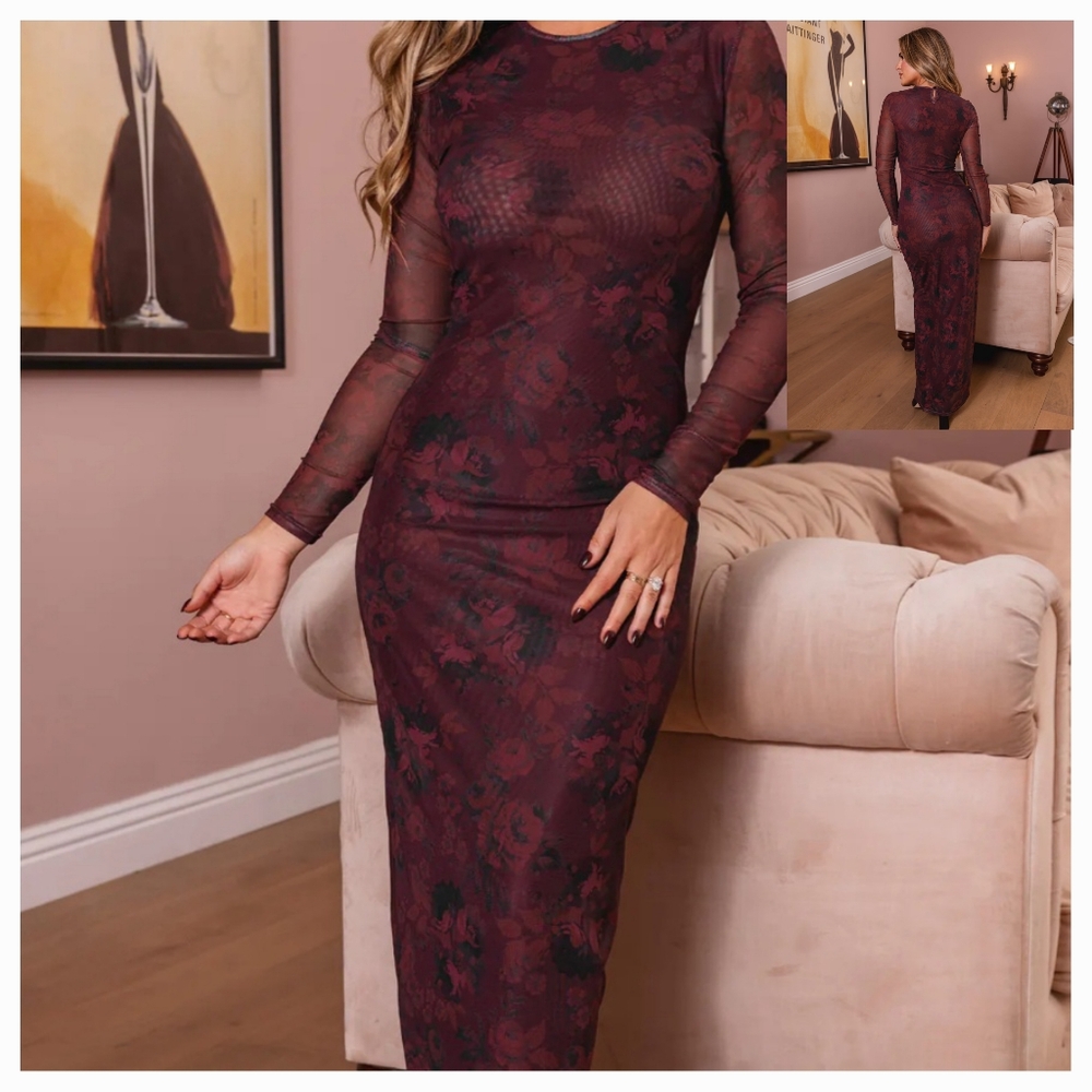 CUPSHE WOMENS MED JO JO Red Rose Maxi Dress